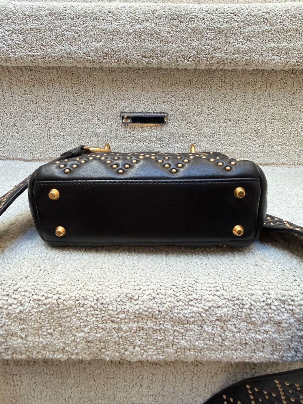 Christian Dior Calfskin Studded Mini Supple Lady Dior Black - Picture 6 of 12